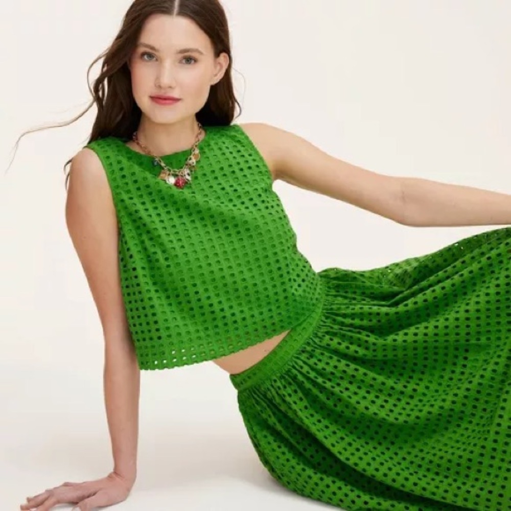 Kate Spade | Women's Eyelet Shell Tank Top & Volume Midi Skirt size L